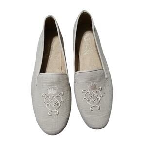 New Aerosoles Betunia LINEN Woven Slip On Loafer Smoking Slippers Women's Sz.9.5